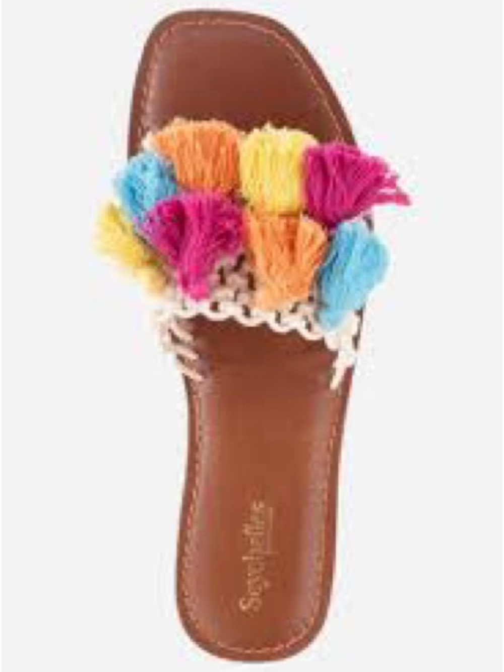 NWOT Seychelles Brown Slide Sandals with Multicolor Tassels